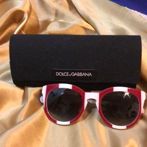 Dolce & Gabbana Red and White Round Sunglasses